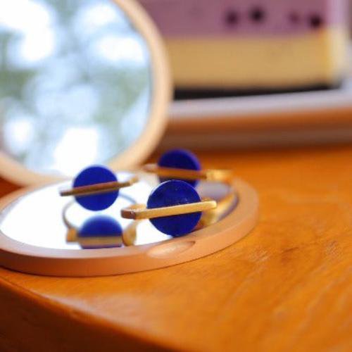 Minimalistische Lapis Lazuli Round Edelstein Ring - einstellbar