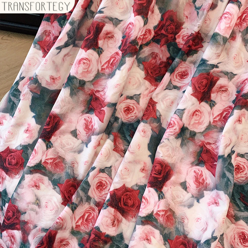 Plus-size women's summer casual commute loose comfortable skirt Flower print A-line high waist elastic waist long skirt large