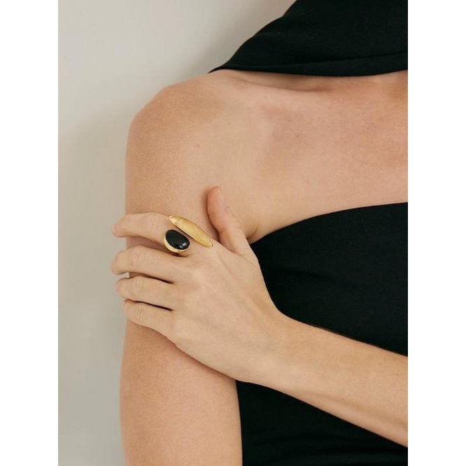 Mutiger minimalistischer Gold-Rutilquarz-Ring