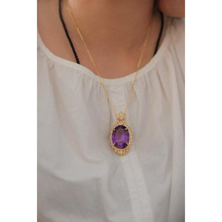 Royal Style Amethyst Large Anhänger Halskette