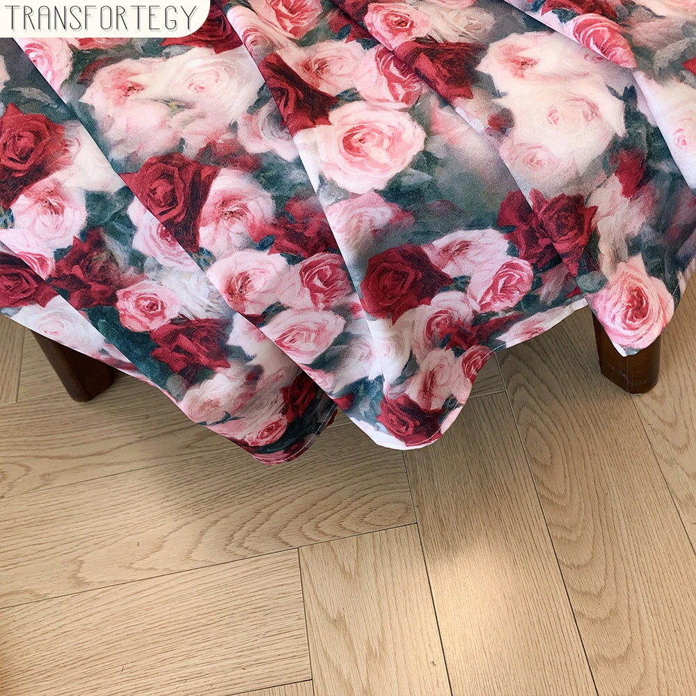 Plus-size women's summer casual commute loose comfortable skirt Flower print A-line high waist elastic waist long skirt large