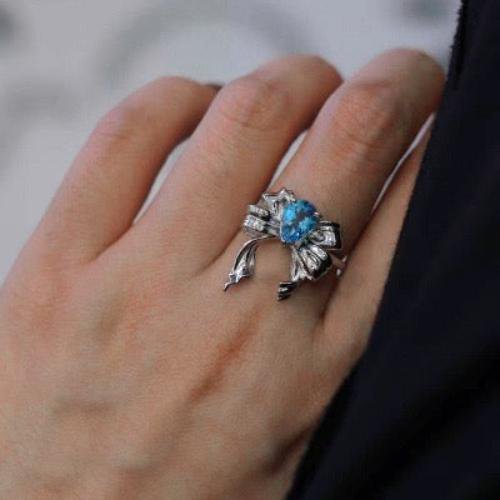 Blue Topaz Ringe im Prinzessinstil - verstellbar