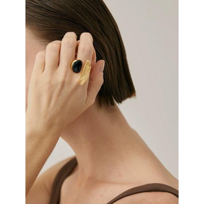 Mutiger minimalistischer Gold-Rutilquarz-Ring