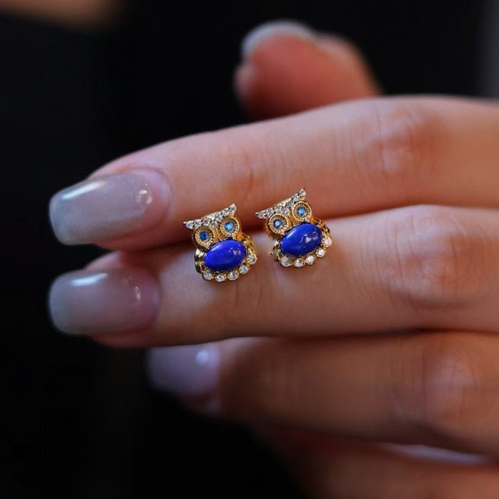 Lapislazuli-Eulen-Ohrstecker