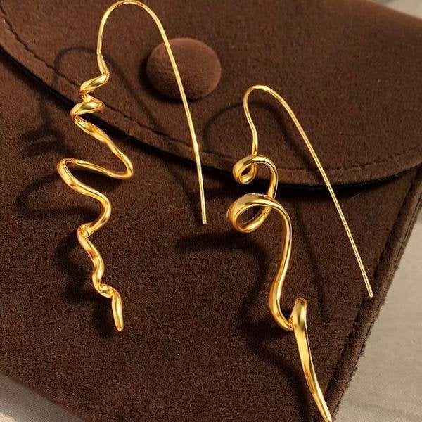Minimalistischer Swirl Line Tropfenohrring