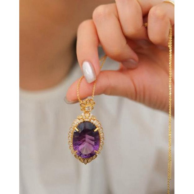 Royal Style Amethyst Large Anhänger Halskette