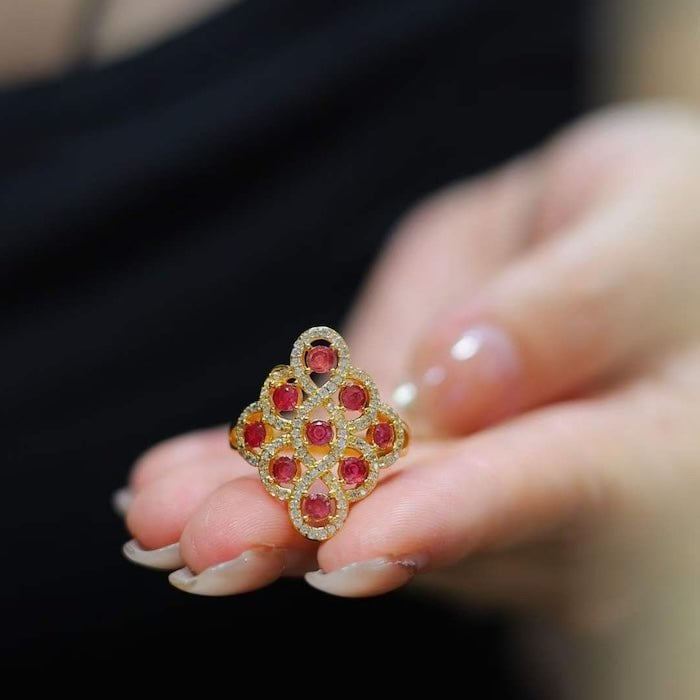 Real Ruby Royal Frame Ring-verstellbar