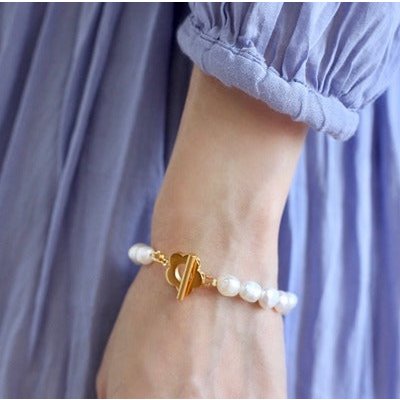 Armband aus Süßwasserperlen – Blumenschnalle
