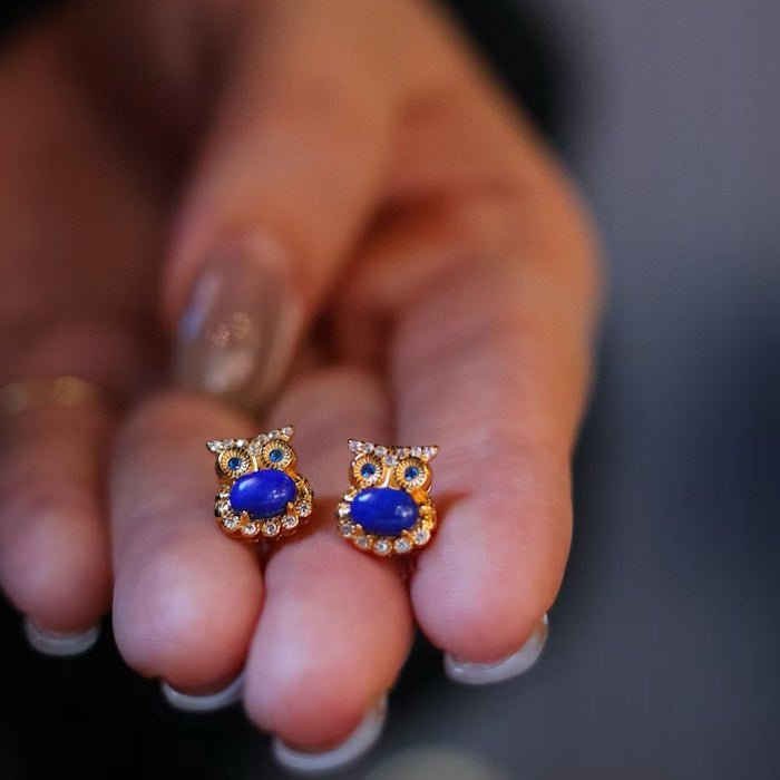 Lapislazuli-Eulen-Ohrstecker