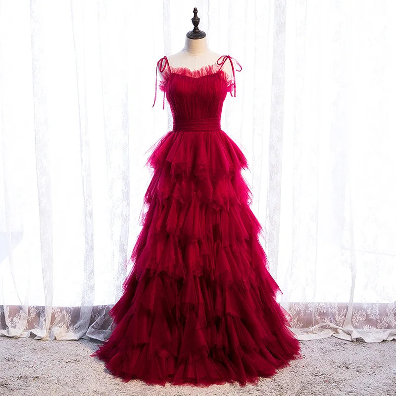 High Quality Cake Dress Fashion Strap Design Women Temperament Sleeveless Long Dress Black Ball Graduation Dress Birthday Party