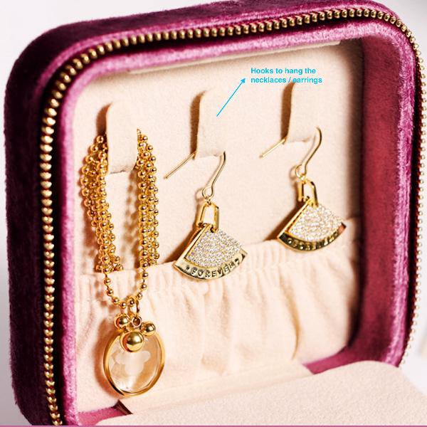 Tragbare Reise-Schmuckschatulle aus Samt im Vintage-Stil