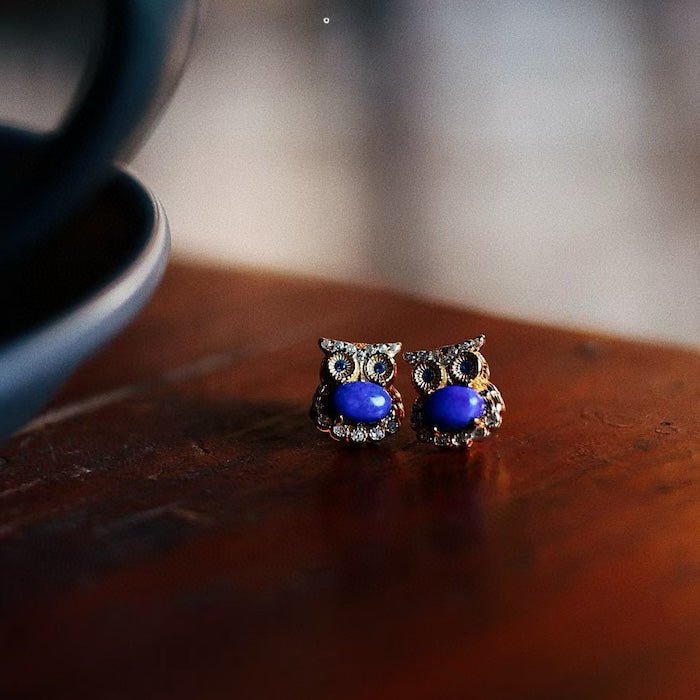 Lapislazuli-Eulen-Ohrstecker