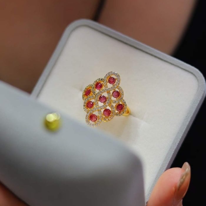 Real Ruby Royal Frame Ring-verstellbar