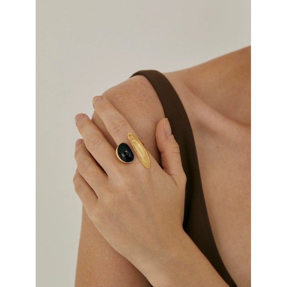 Mutiger minimalistischer Gold-Rutilquarz-Ring