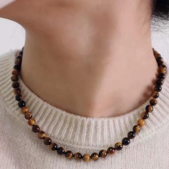 Chic Maillard Tiger-Eye Perlen Halskette