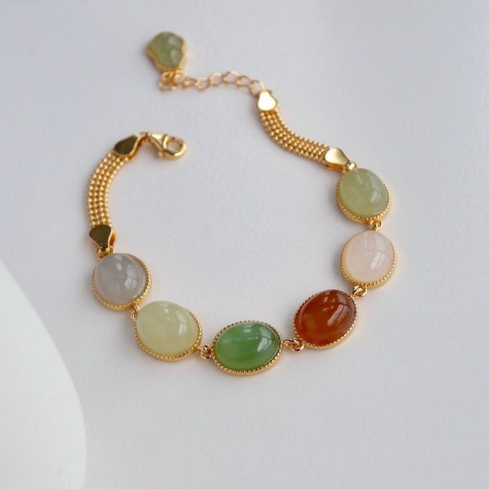 Regenbogenfarbenes Jade-Perlen-Armband