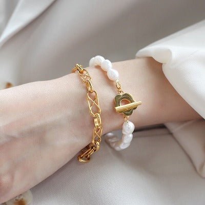 Armband aus Süßwasserperlen – Blumenschnalle