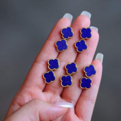 Minimalistische Lapis Lazuli Lucky Clover Ohrstollen