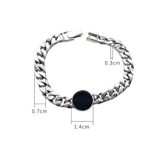 Kubanisches Kettenarmband aus Sterlingsilber – Schwarzer Onyx