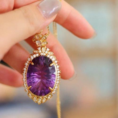 Royal Style Amethyst Large Anhänger Halskette