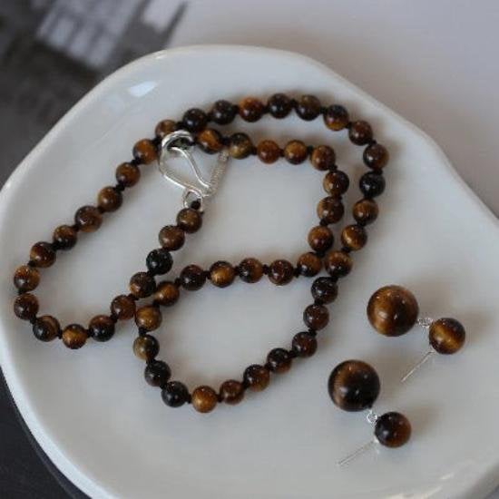 Chic Maillard Tiger-Eye Perlen Halskette