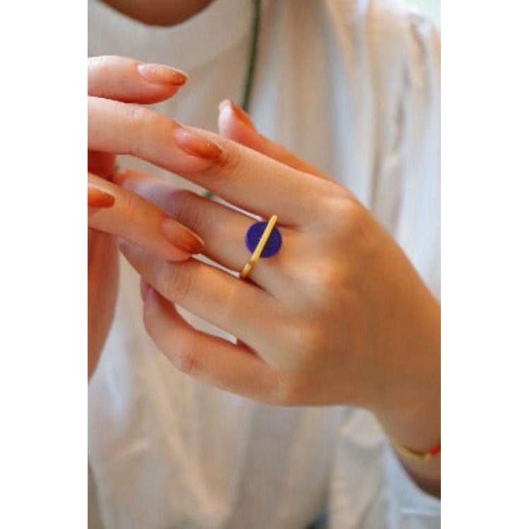 Minimalistische Lapis Lazuli Round Edelstein Ring - einstellbar