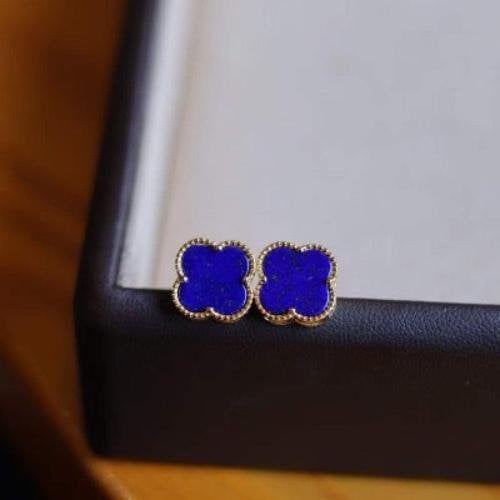 Minimalistische Lapis Lazuli Lucky Clover Ohrstollen
