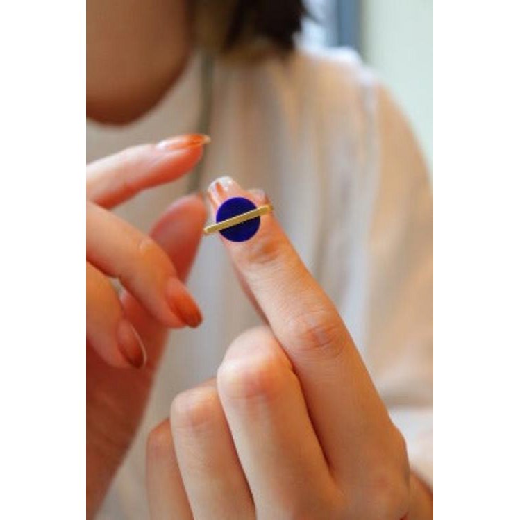Minimalistische Lapis Lazuli Round Edelstein Ring - einstellbar