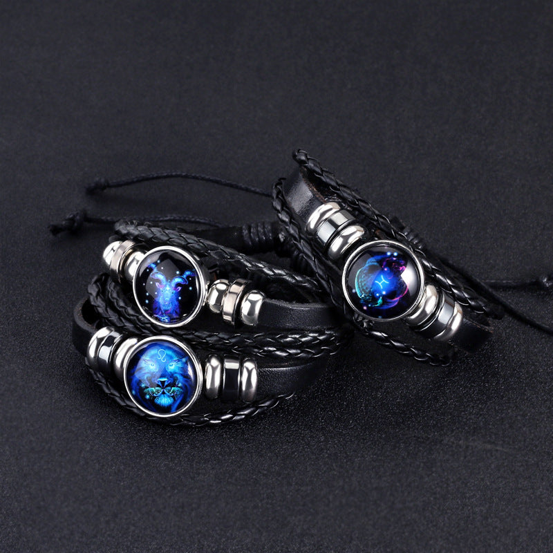 Zodiac Sternzeichen Armband – Geflochtenes Design für Herren