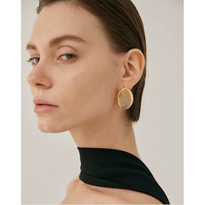Mutige minimalistische Gold-Rutilquarz-Ohrringe