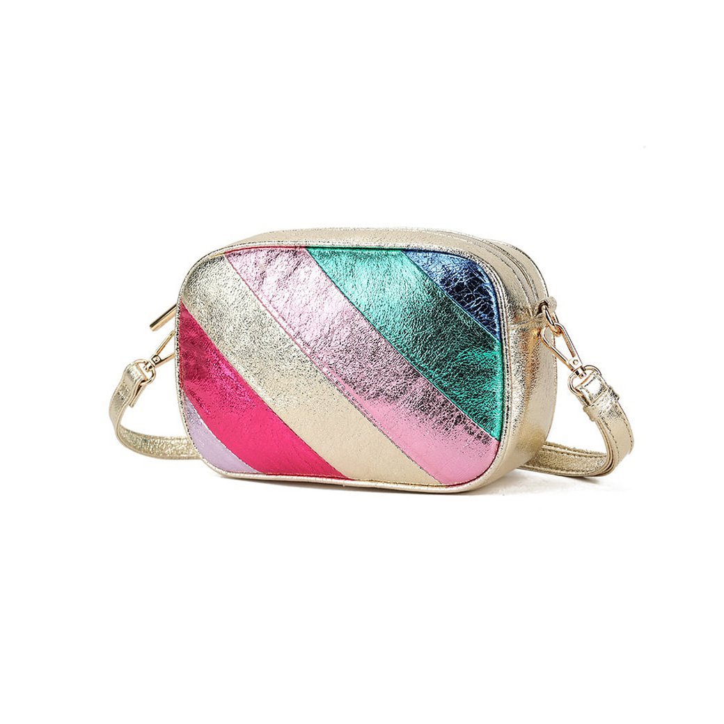 Regenbogen-Umhängetasche aus Kunstleder in Metallic-Optik | 70109