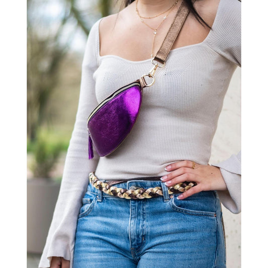 Gürteltasche aus Leder Metallic | 5526620