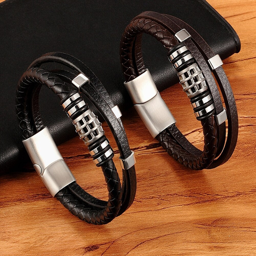 Stahlen Schwarze Silberne Elemente Armband