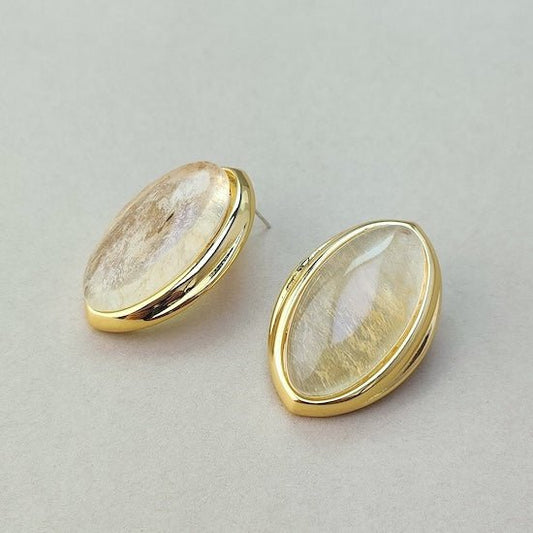 Mutige minimalistische Gold-Rutilquarz-Ohrringe