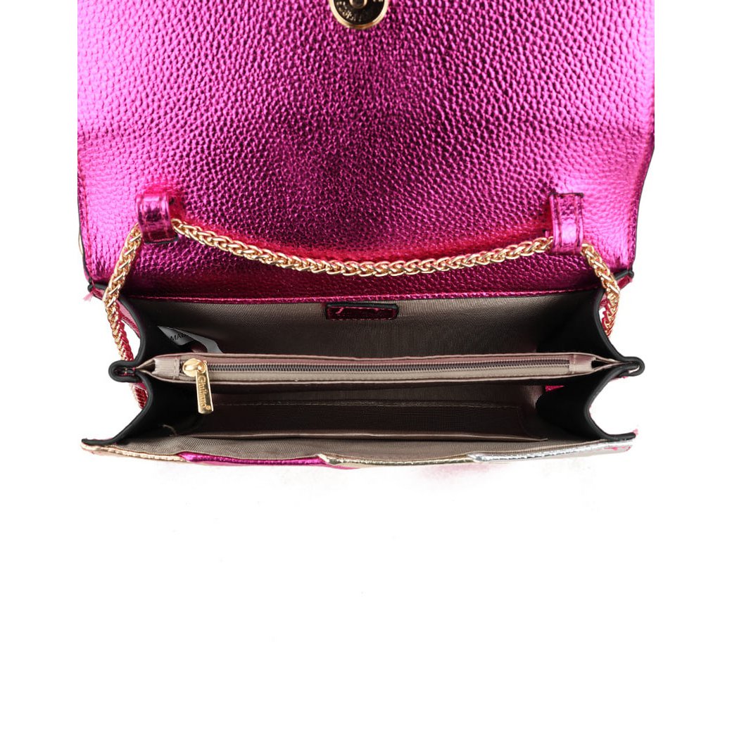 Regenbogen-Clutch/Umhängetasche aus Kunstleder in Metallic-Optik | 70107