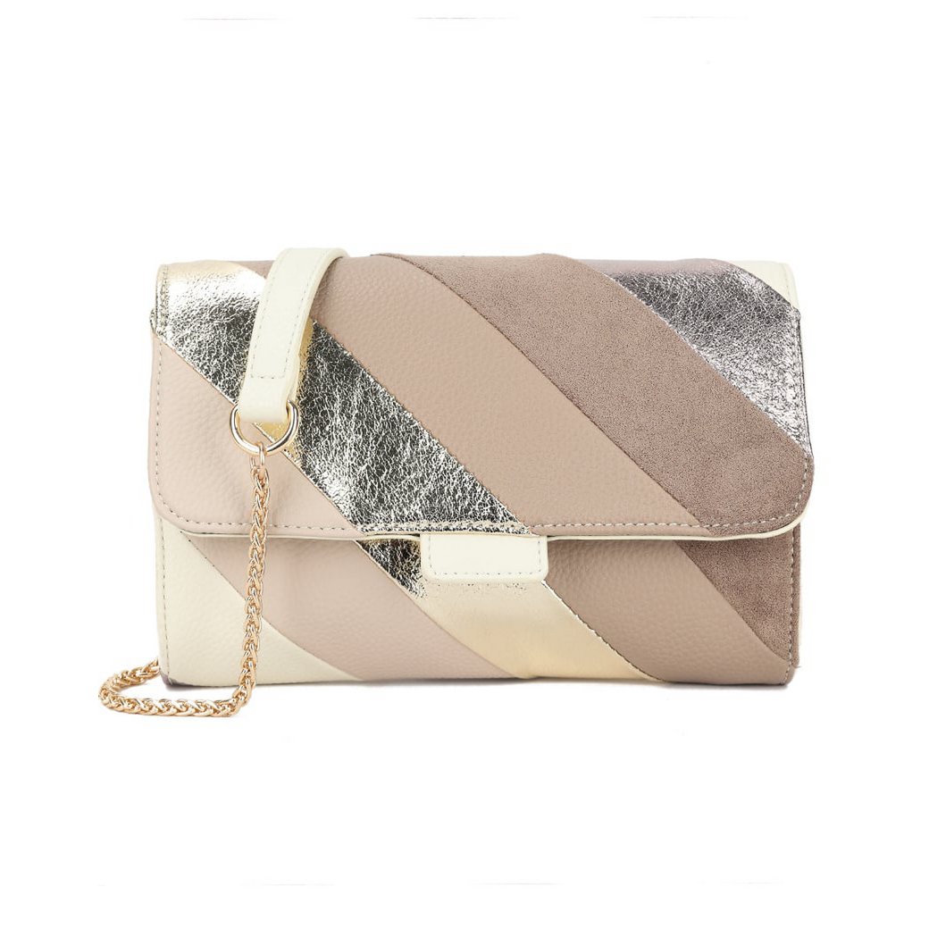 Regenbogen-Clutch/Umhängetasche aus Kunstleder in Metallic-Optik | 70107