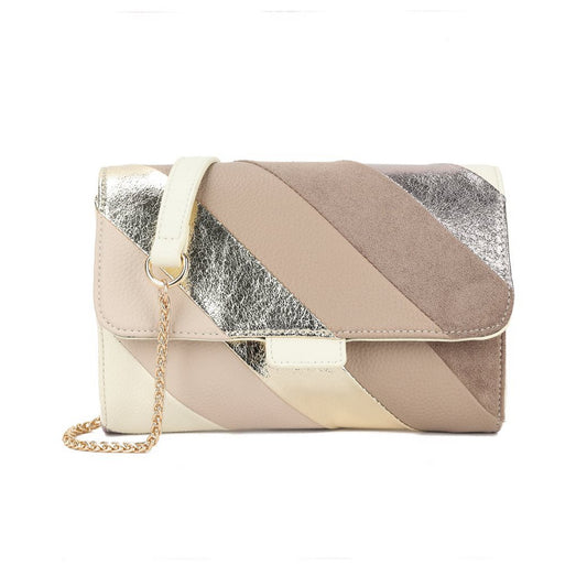 Regenbogen-Clutch/Umhängetasche aus Kunstleder in Metallic-Optik | 70107