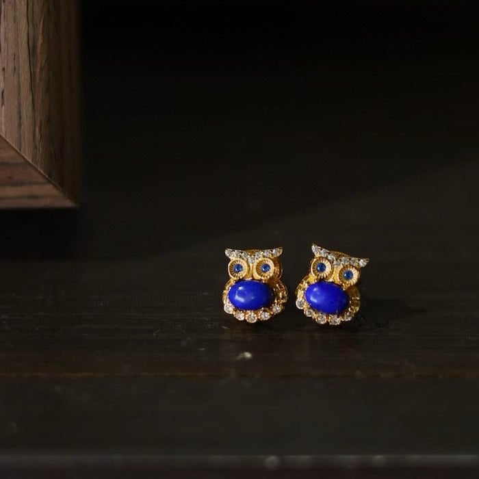 Lapislazuli-Eulen-Ohrstecker