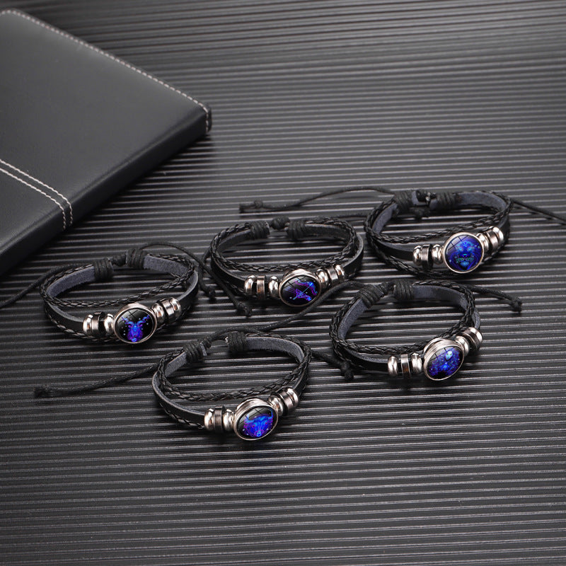 Zodiac Sternzeichen Armband – Geflochtenes Design für Herren