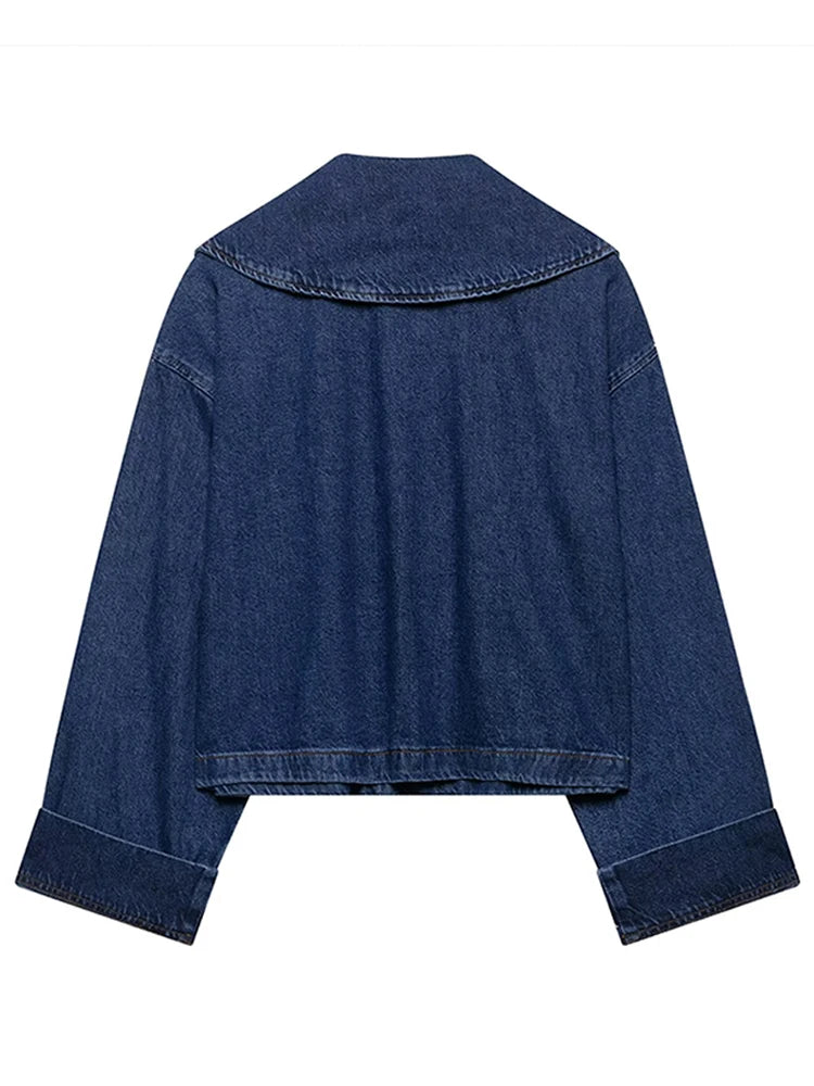 Spring New Women's Trendy Denim Pants Set Lapel Shirt Matching High Waist Straight Wide Leg Jeans Casual Lady Streetwear Outfits