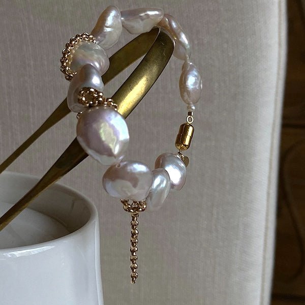 Einzigartiges Barock-Perlen-Münzen-Perlen-Armband