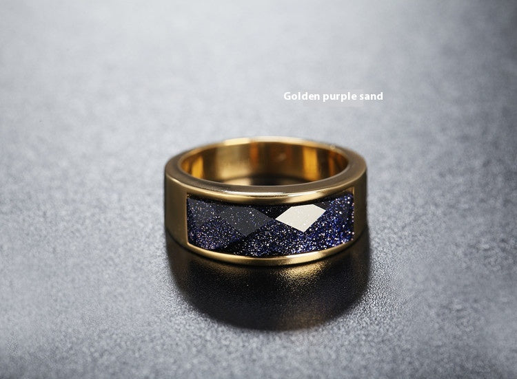 Modischer Ring im schlichten europäischen und amerikanischen Stil – Unisex-Titanstahlring mit Edelstein