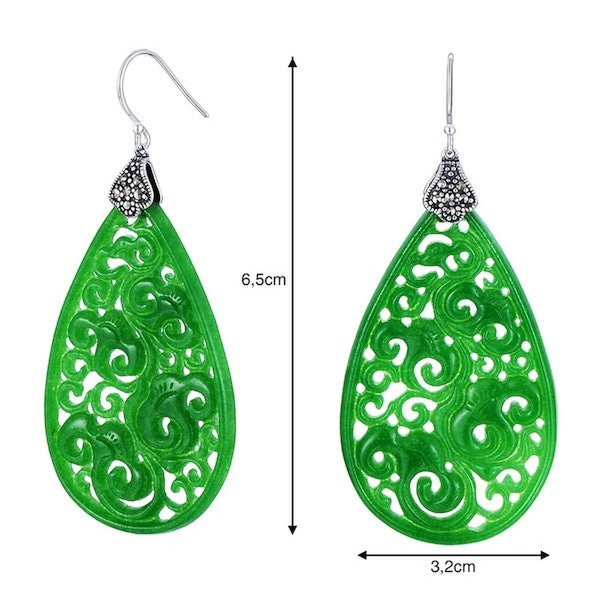 Waterdrop Jade Ohrringe-Ruyi Blumenmuster