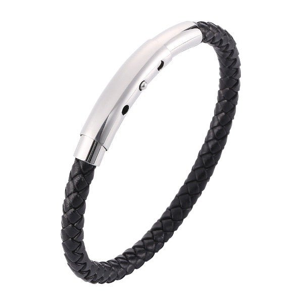 Echtes geflochtenes Lederarmband mit silberner Schnalle