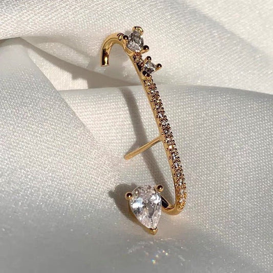 Moderne Vintage-Ohrmanschette mit glitzernder Linie, einteilig