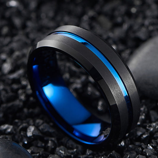 Herrenring aus Wolfram, 8 mm breit, vakuumbeschichtet
