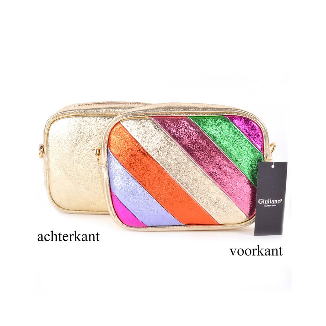 Leder-Umhängetasche Metallic-Regenbogen | 552878