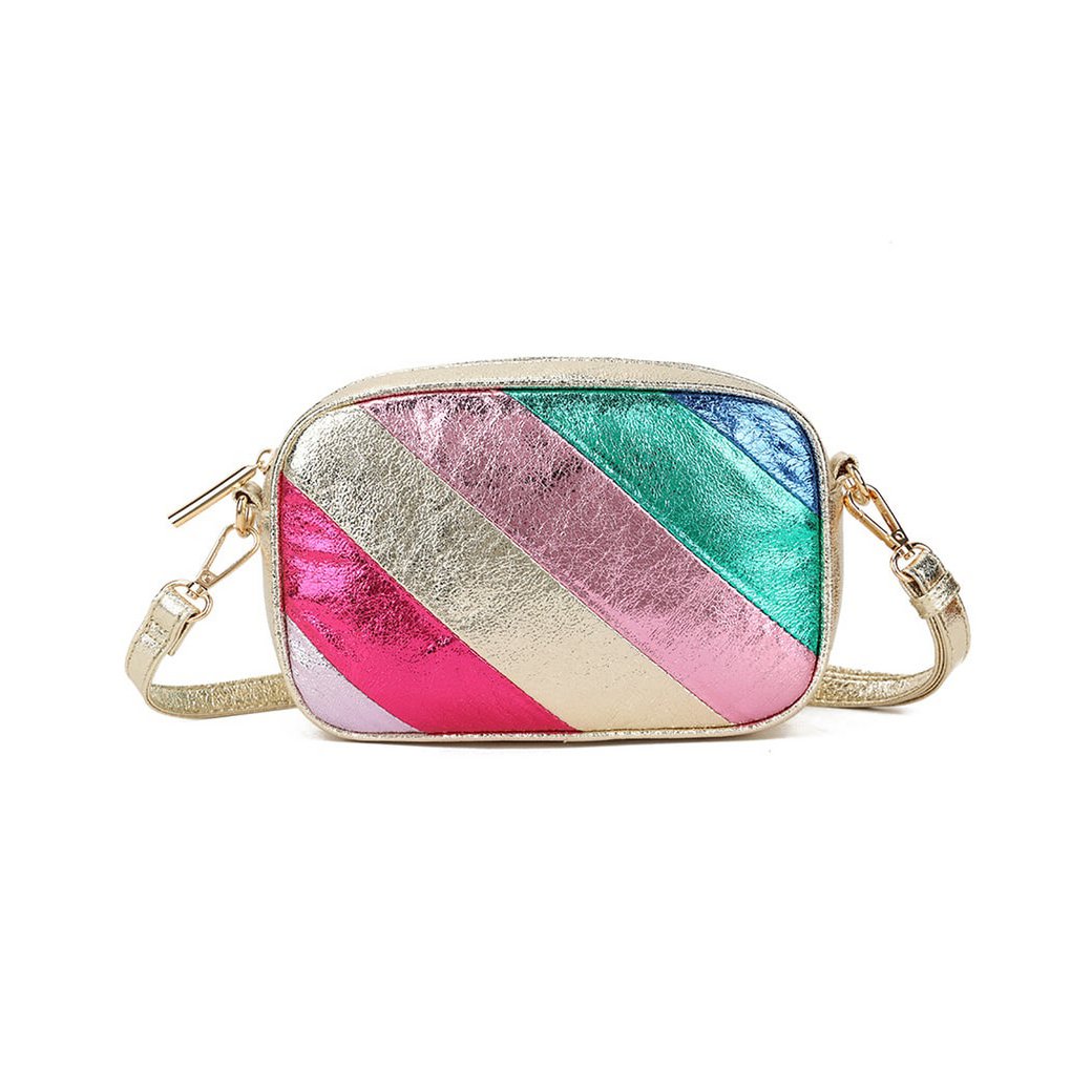 Regenbogen-Umhängetasche aus Kunstleder in Metallic-Optik | 70109