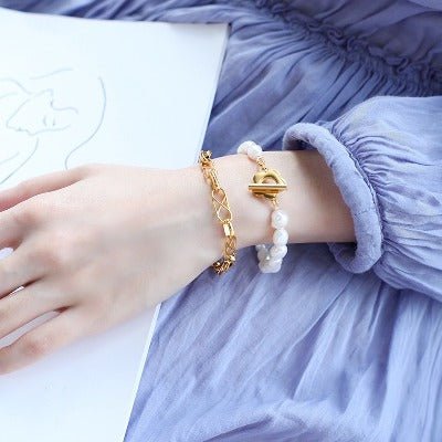 Armband aus Süßwasserperlen – Blumenschnalle