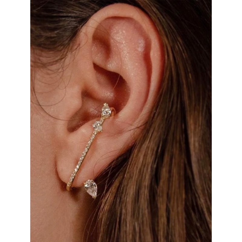 Moderne Vintage-Ohrmanschette mit glitzernder Linie, einteilig